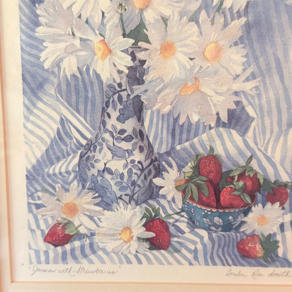 Amelia Rose Smith Daisies with Strawberries Framed Floral Print 14